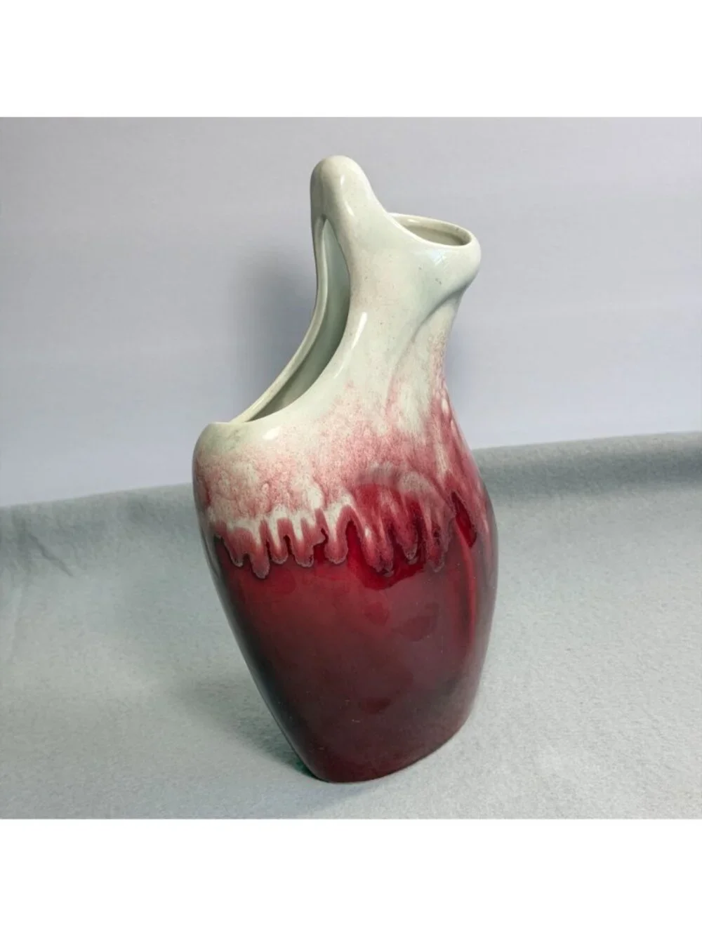 Vintage Red Wing Pottery Vase 1953 Anniversary Drip Glaze Oxblood Maroon B2317 - Picture 16 of 16